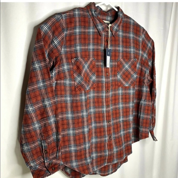 Universal Thread Womens Flannel Shirt 1X Red Plaid - Picture 6 of 8